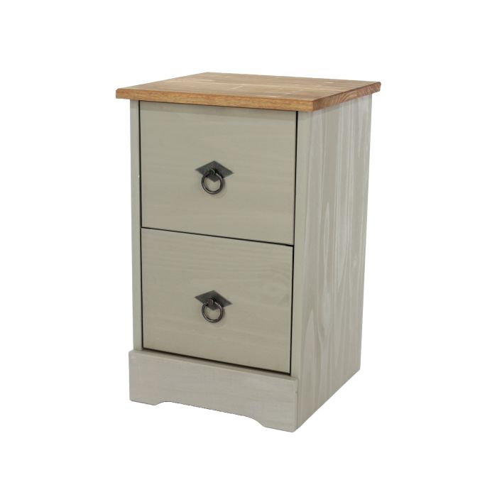 CECILIA 2 Drawer Compact Bedside Cabinet - Grey and Oak