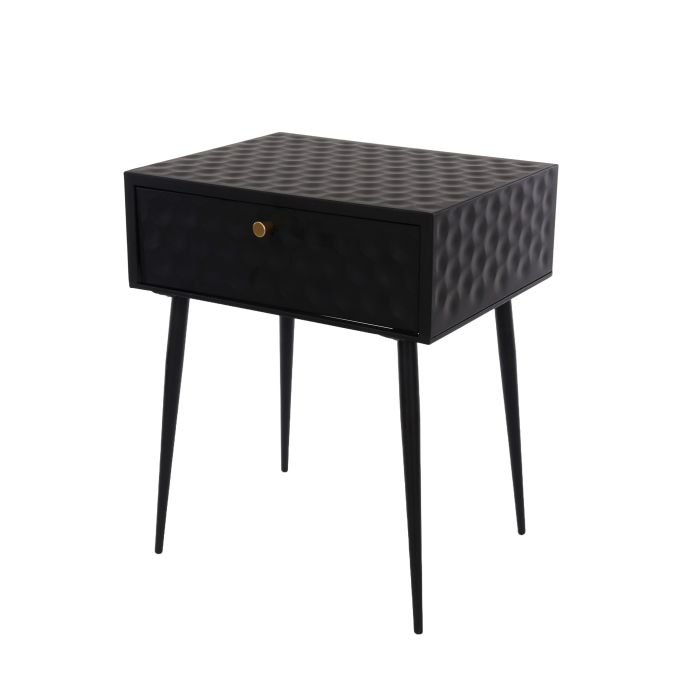 TOVEN 1 Drawer Metal Bedside Table - Black and Gold