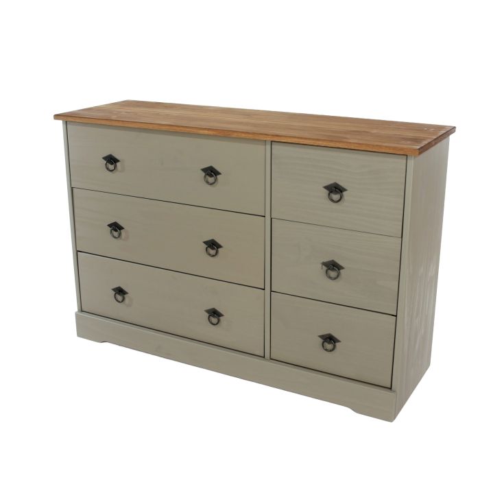 CECILIA Grey Chest of Drawers - Large-sized, 6 Drawers, Double