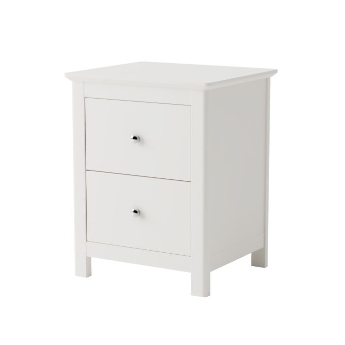 FAYRA 2 Drawer Bedside Cabinet - White 45cm