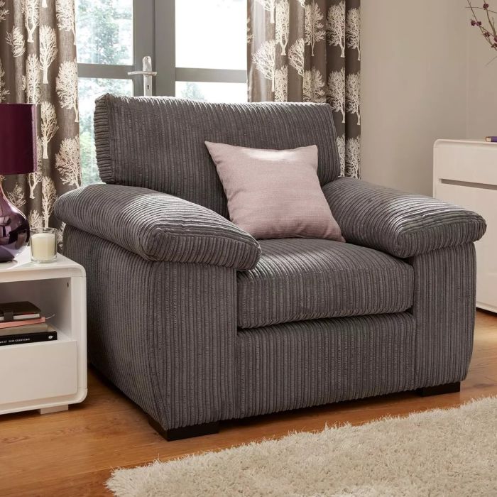 Armchair AMALFI Full Back Jumbo Cord Chair Charcoal