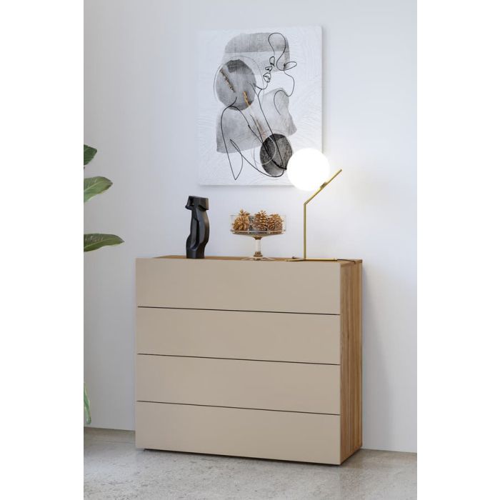 INGERSOLL Oak Finish Chest of Drawers - Medium-sized, 4 Drawers