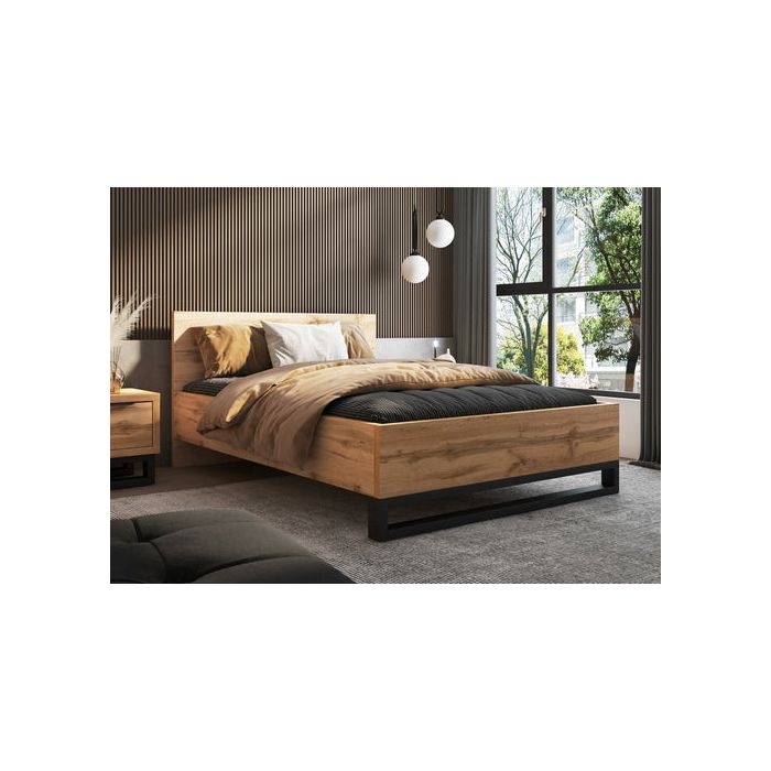Double Bed - BOZENA Wooden Bed Oak Wotan