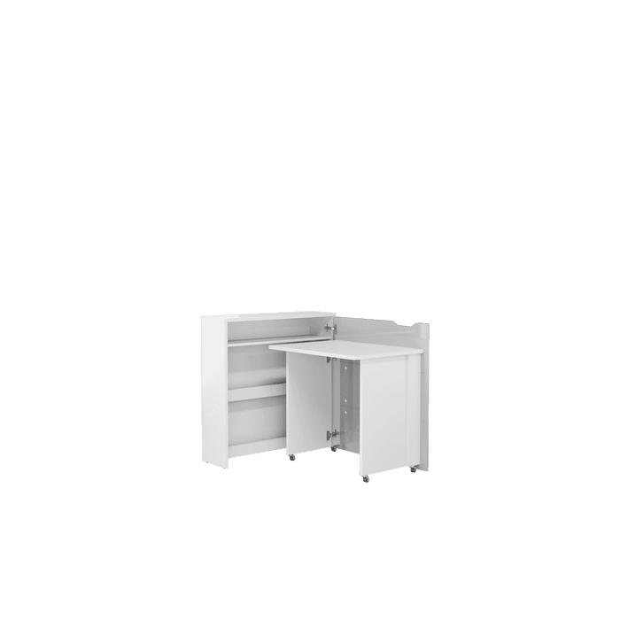 Office Desk - WILLA Convertible Hidden Desk Right Side White Gloss 90cm
