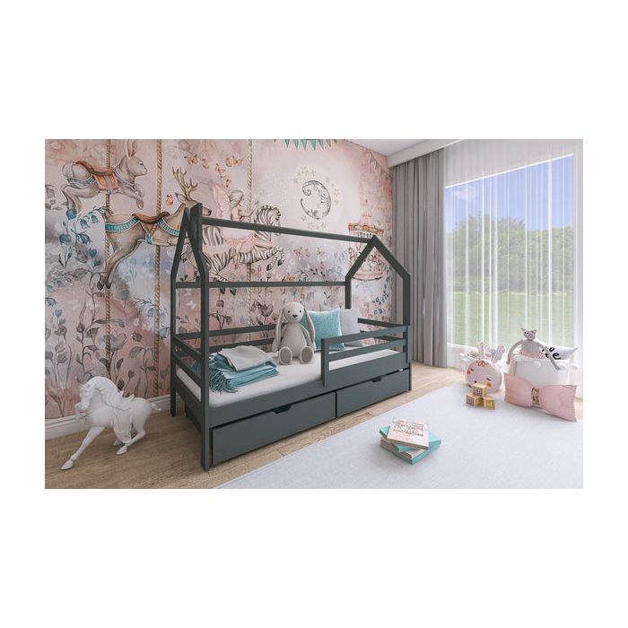 Single Bed - OVASH Wooden 3ft Bed with Bonnell Mattresses and Storage Graphite