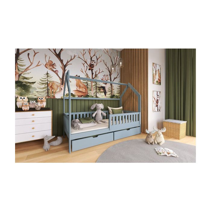 Single Bed - JOE I Wooden 3ft Bed with Foam Mattress Grey