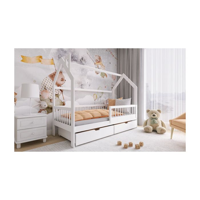 Single Bed - JOE II Wooden 3ft Bed with Storage White Matt