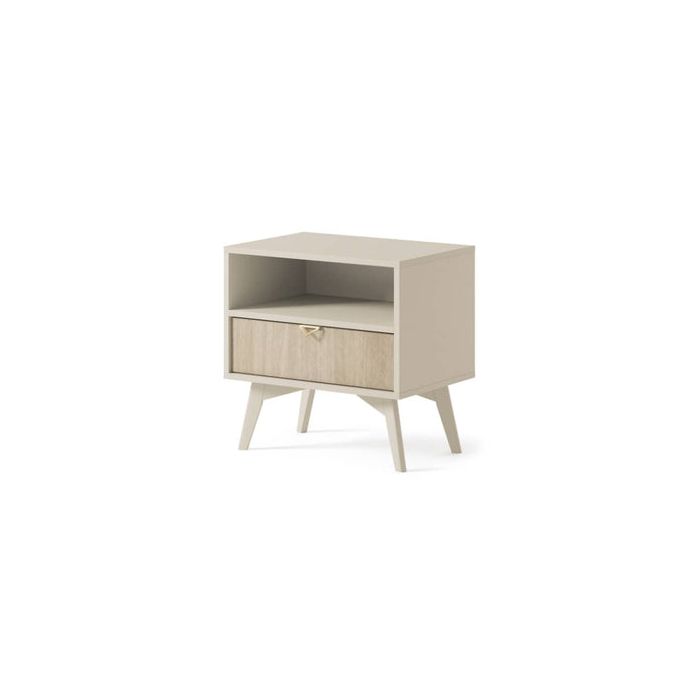 Bedside Table - FLAHERTY Nightstand Beige 54cm