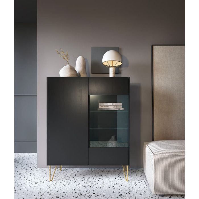 Display Rack - CANDICE Display Cabinet Black 97cm