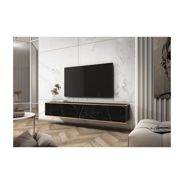 Display Rack - MAYA Display Cabinet Black Marble 175cm