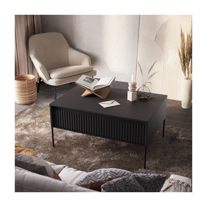 Coffee Table - BURGOS Coffee Table Black Matt 100cm