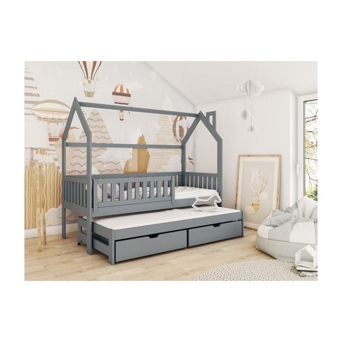 Single Bed - YORKSHIRE Wooden 3ft Bed with Trundle Graphite