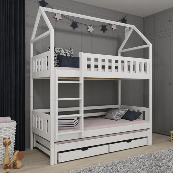 Bunk Bed - STACKWELL Bedframe without Mattress - White