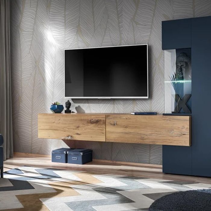 MARIVELLE Wall TV Unit Navy 210cm