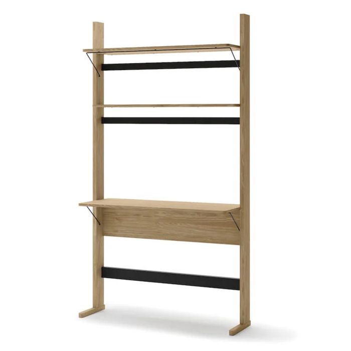 OLIVANNE Desk with Bookcase Oiled Oak 108cm