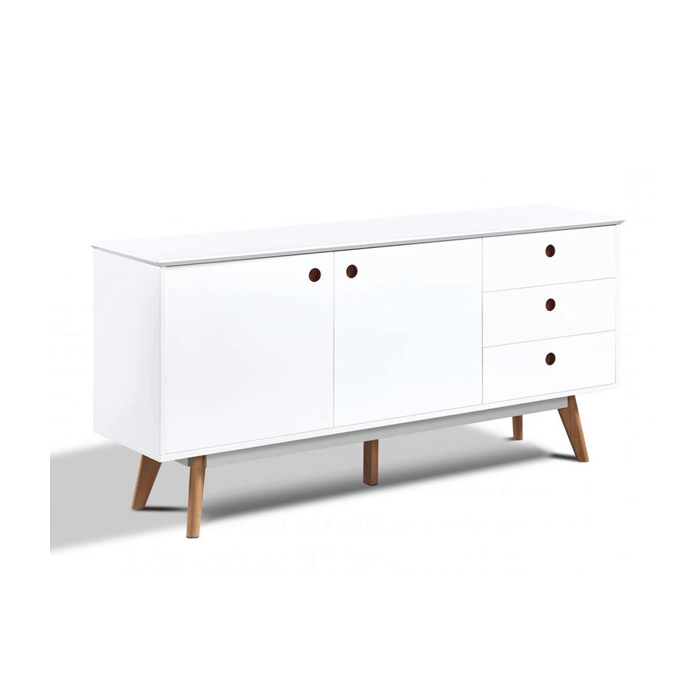 Lynton Sideboard 2 Doors and 3 Drawers with Solid Beech Legs - White