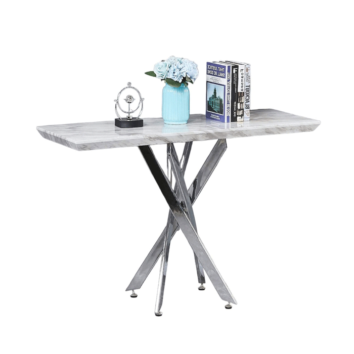 Vaxton Console Table with Silver Legs - Marble Effect