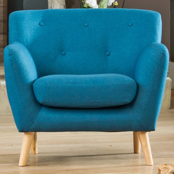 Armchair - ELVERRA Fabric Chair Light Legs - Teal