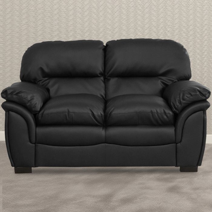 2 Seater - NOCERA Leather Sofa - Black