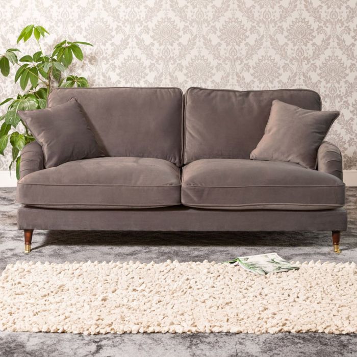 2 Seater Sofa - SOLVARE Velvet Fabric Sofa - Brown