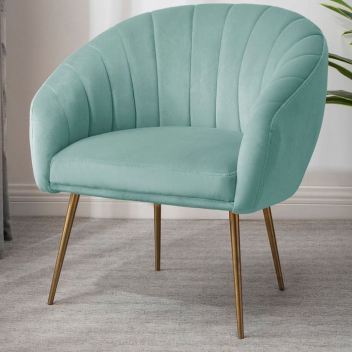 Tub Chair - COLVARA Velvet Fabric Chair - Mint