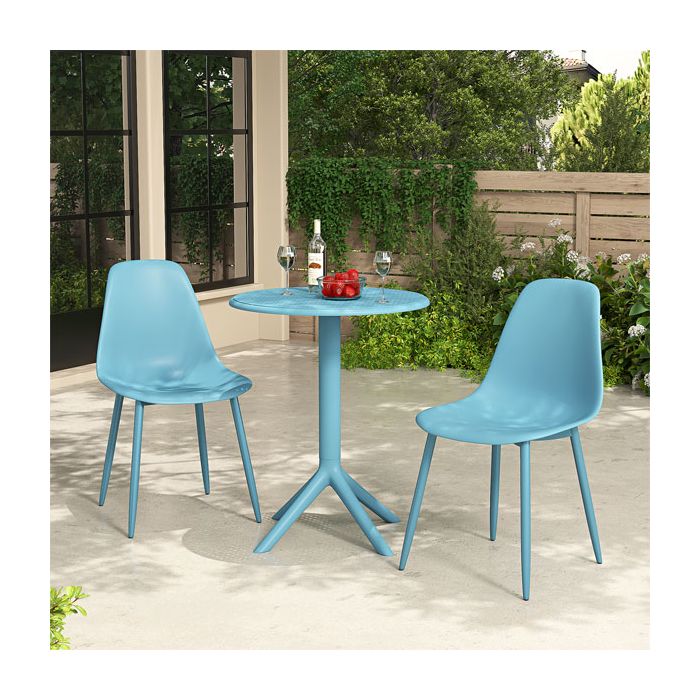 Tommaso Outdoor Bistro Table and 2 Chair Set - Sky Blue