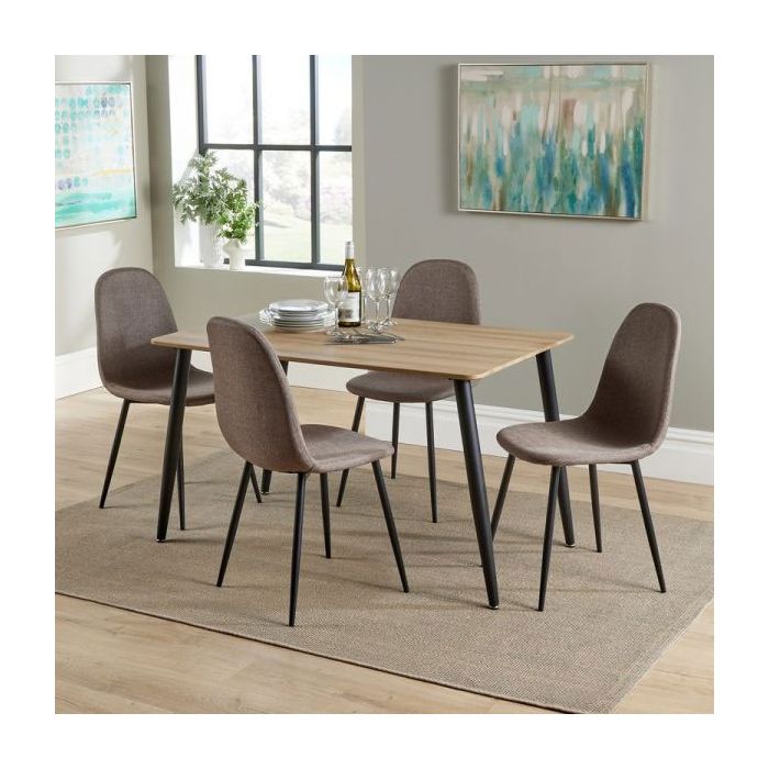 Mattia Dining Set with Table and 4 Chairs - Aged Oak