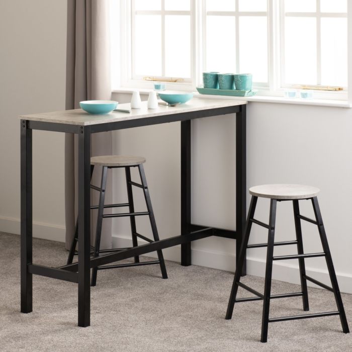 Athens Breakfast Bar Set - Concrete Effect Black