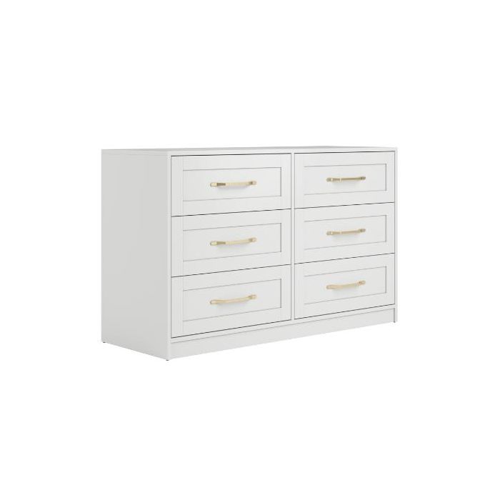 White Chest of Drawers - ASSENT Large Chest  6 Drawers  Double Chest