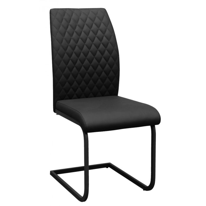 Axminster Set of 4 PU Dining Chairs with Metal Legs - Black