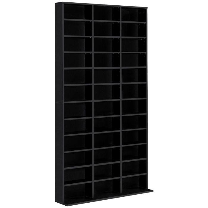 CD / DVD Storage Shelf Storage Unit for 1116 CDs Height-Adjustable Compartments 102 x 24 x 195 cm Black