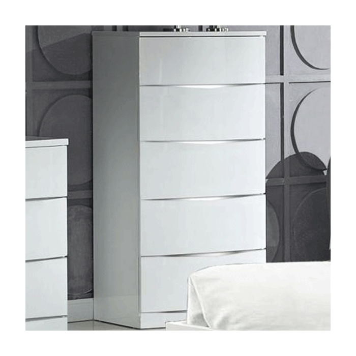 White Chest of Drawers - ARCATA Tallboy Medium Chest  5 Drawers