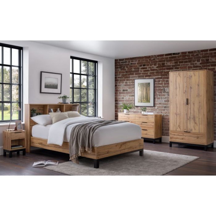 Bali Bookcase Headboard Double Bed - Oak