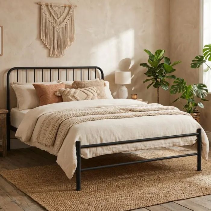Double Bed - BAXTER 4ft6 Metal Bedframe - Black