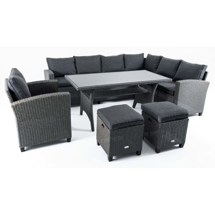 MARKLEY Garden Table and Sofa Set - Dark Grey
