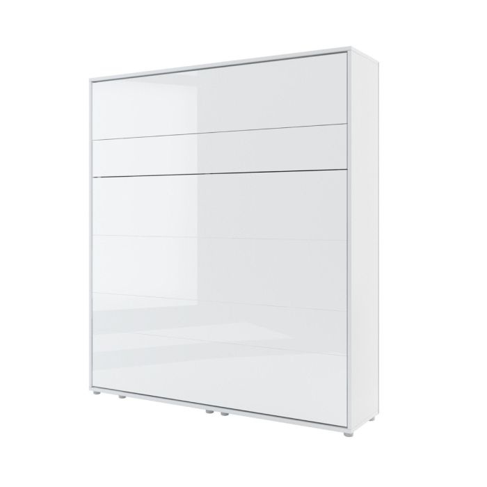 ArtNest Vertical Wall Bed 180cm with Shelves - White Gloss