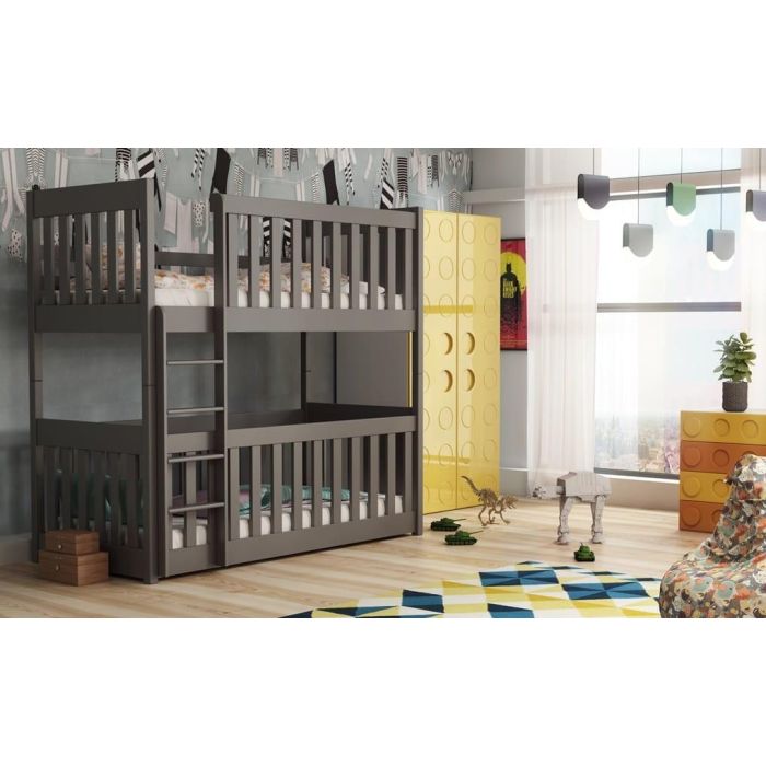 Kellog Wooden Bunk Bed with Cot Bed and Bonnell Mattress - Graphite