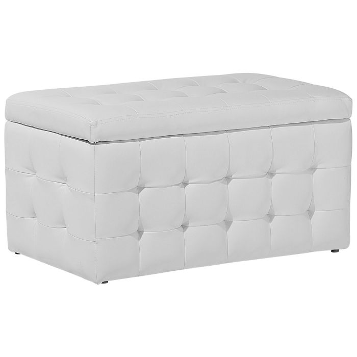 Faux Leather Storage Ottoman White MICHIGAN