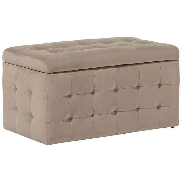 Velvet Storage Ottoman Light Brown MICHIGAN
