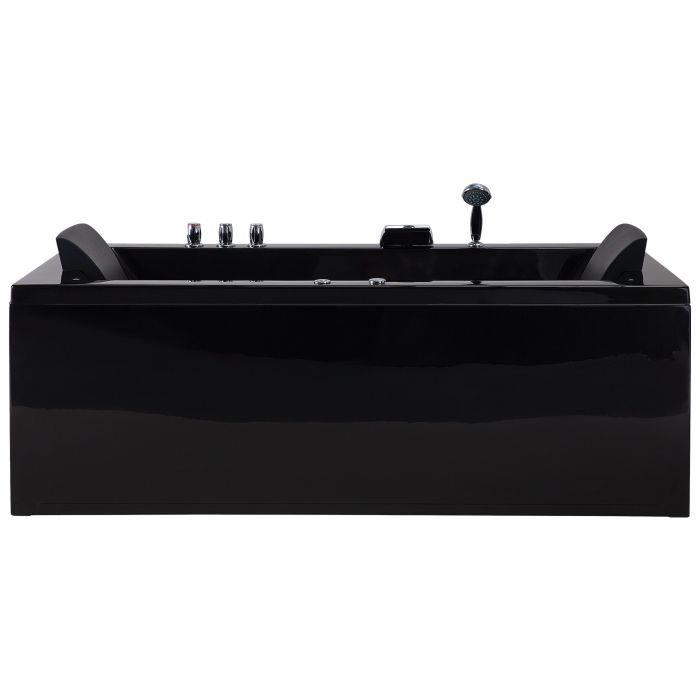 Left Hand Whirlpool Bath with LED 1830 x 900 mm Black VARADERO