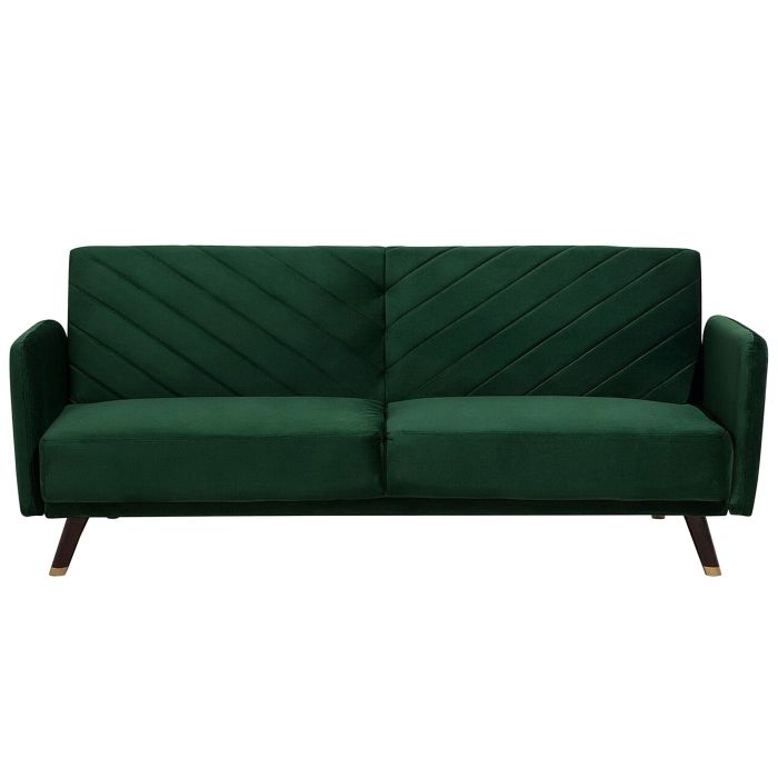Velvet Fabric Sofa Bed Green SENJA