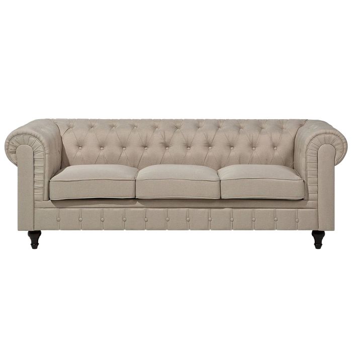 3 Seater Fabric Sofa Beige CHESTERFIELD Big