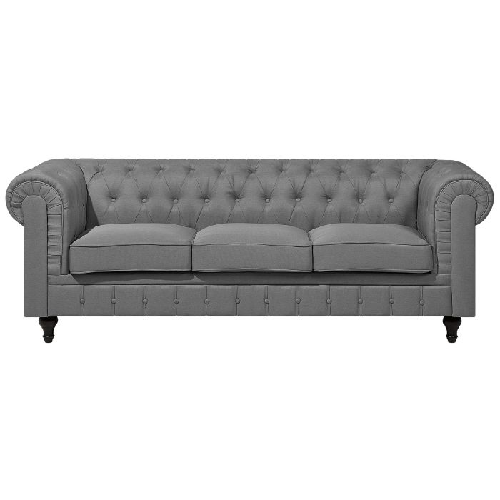 3 Seater Fabric Sofa Grey CHESTERFIELD Big