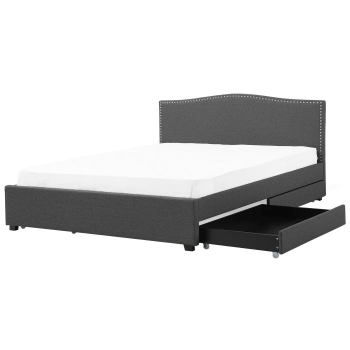 Fabric EU Super King Bed with Storage Grey MONTPELLIER