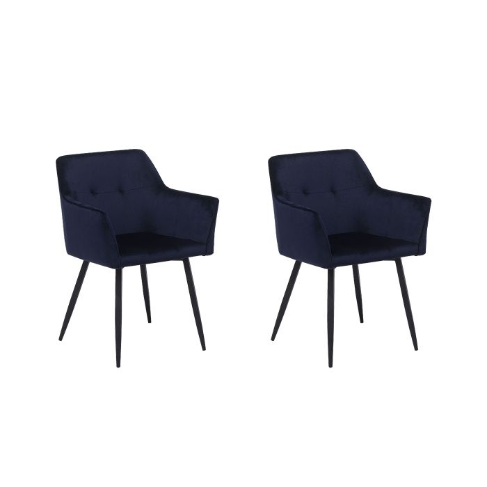 Set of 2 Velvet Dining Chairs Dark Blue JASMIN
