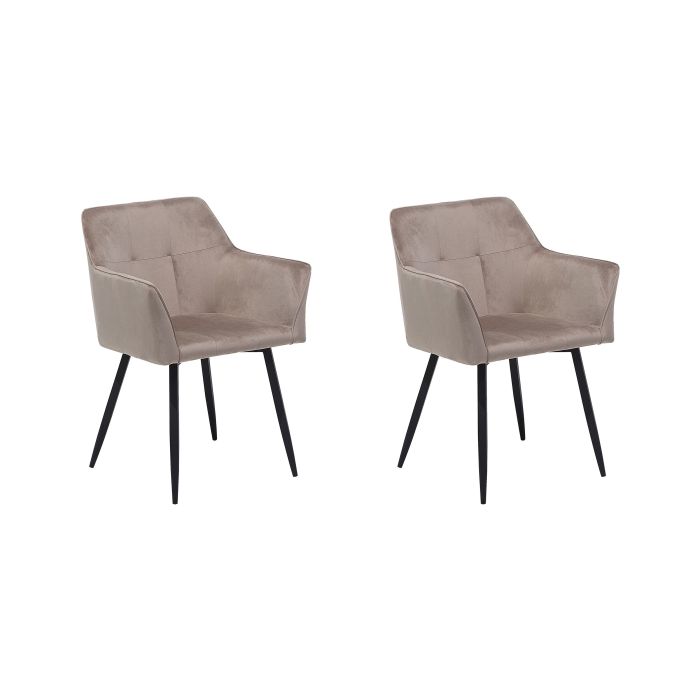 Set of 2 Velvet Dining Chairs Taupe Beige JASMIN