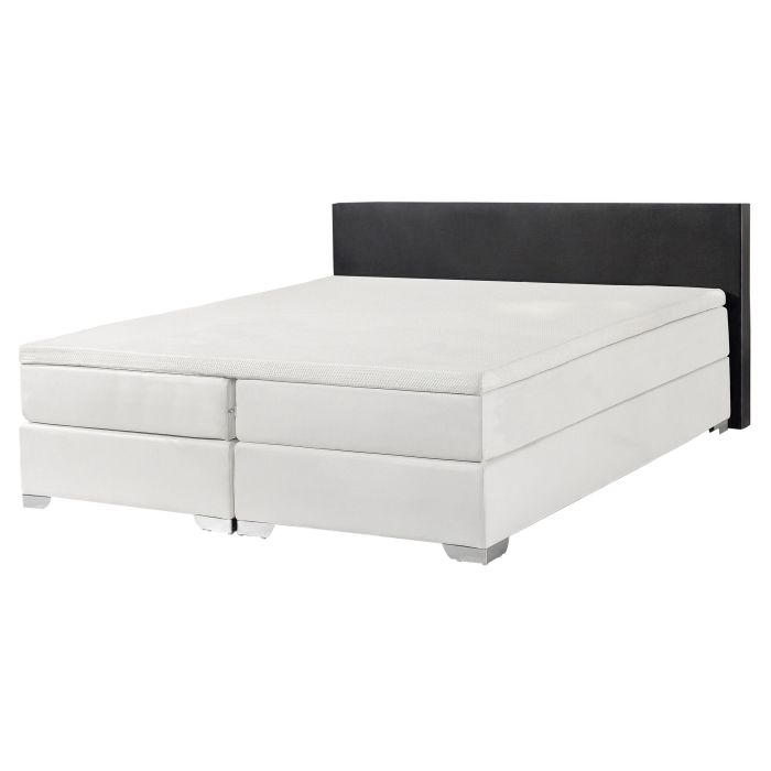 Faux Leather EU King Size Divan Bed White and Black PRESIDENT