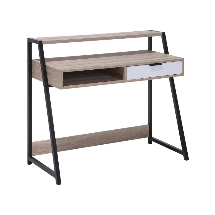 1 Drawer Home Office Desk with Shelves 100 x 50 cm Light Wood CALVIN