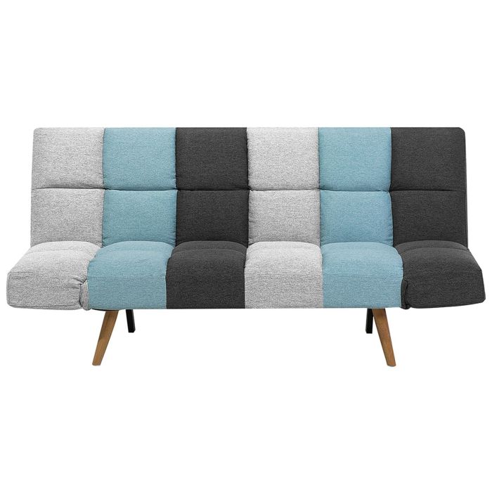 Fabric Sofa Bed Grey and Blue Patchwork INGARO