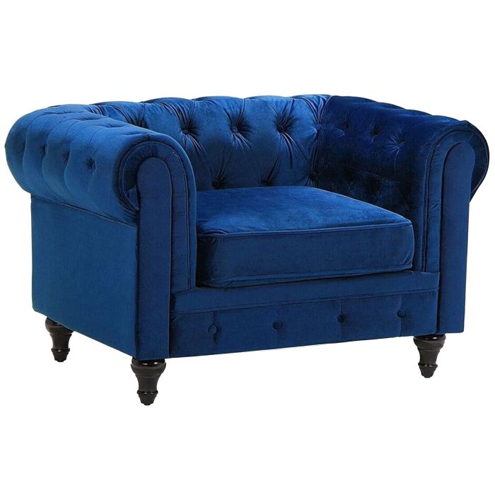 Velvet Armchair Navy Blue CHESTERFIELD